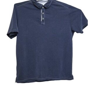 Tommy Bahama Mens L Blue Polo Shirt Pocket Logo Tencel Blend Short Sleeve